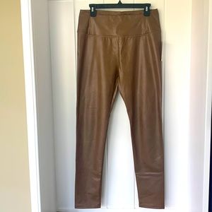 NWT 7 For All Mankind Faux Leather Brown Pants Size Large